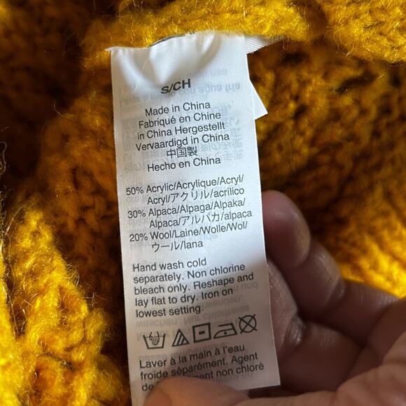 Madewell Mustard Yellow Windemere Pointelle Pullover Sweater Open Knit Sz Small - Picture 8 of 9